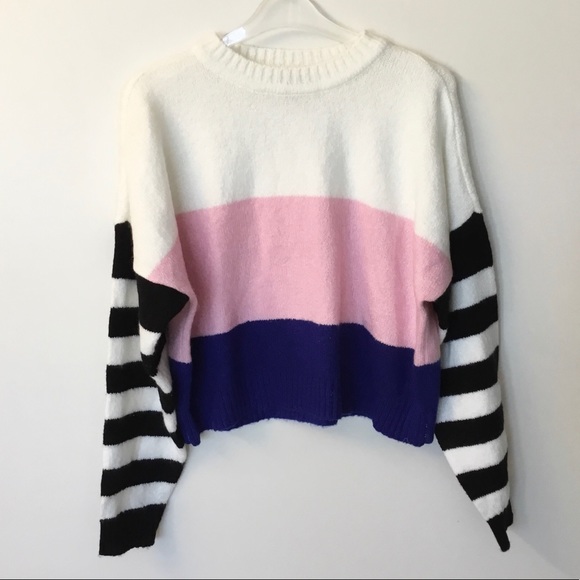 Love By Design Sweaters - NWOT Love by Design Cropped Multistripe Crewneck Sweater - L